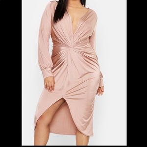 Boohoo Stone Twist Front Slinky Midi Dress 20 plus ENDING